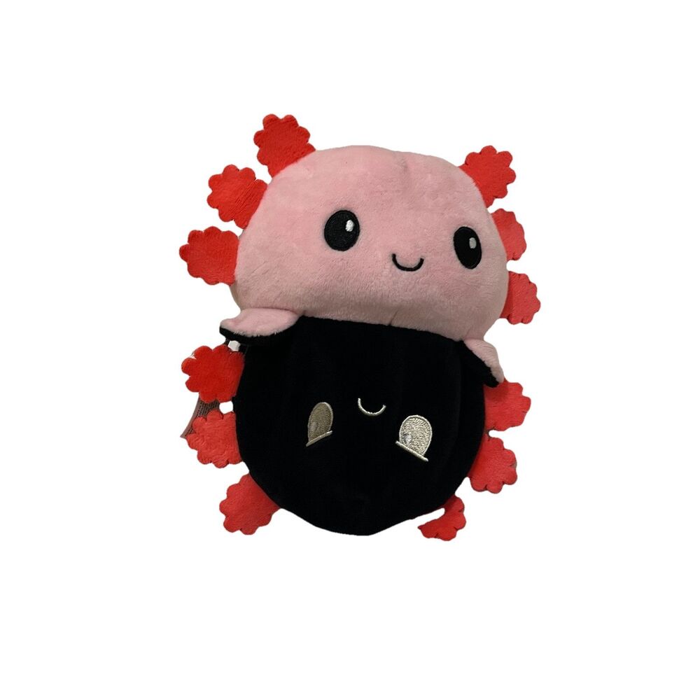 TeeTurtle 5” Axolotl Reversible Mood Plush Black and Pink Stuffed Animal Toy